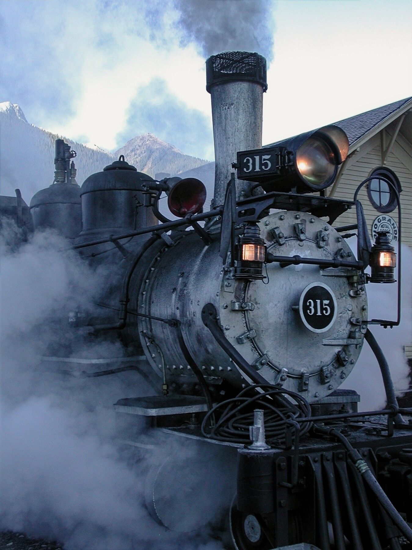 315 is under steam at the Silverton Station and ready to go. Taken in Silverton Colorado.