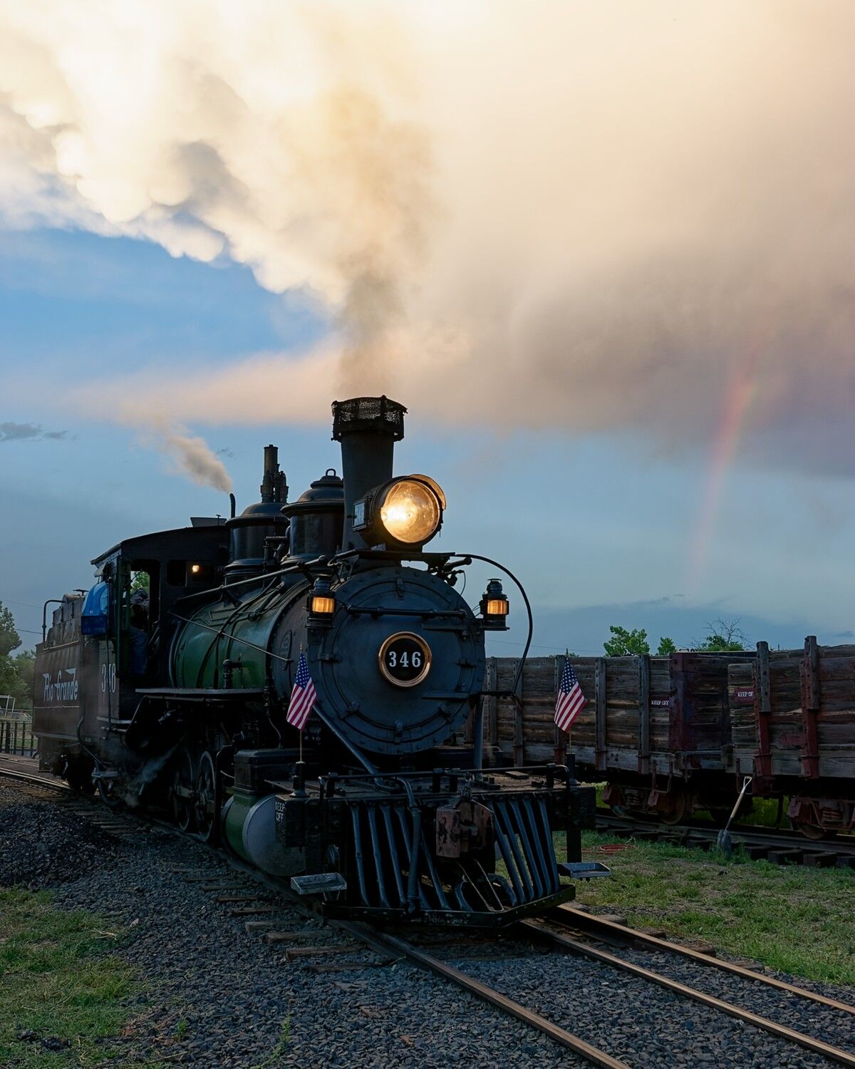 A Long Day Denver Rio Grande Western 346 sits at the ash pit after a long day at the Colorado Railroad Museum in Golden Colorado.