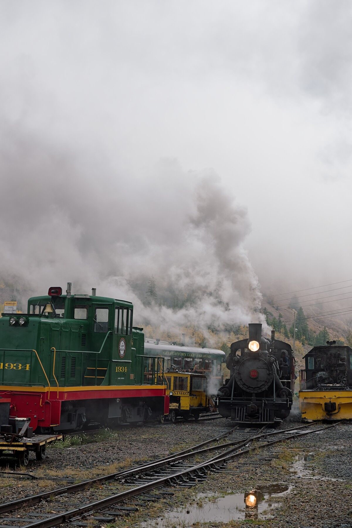 Arriving In The Rain Engine 111 is arriving at the Silver Plume yard in the rain.