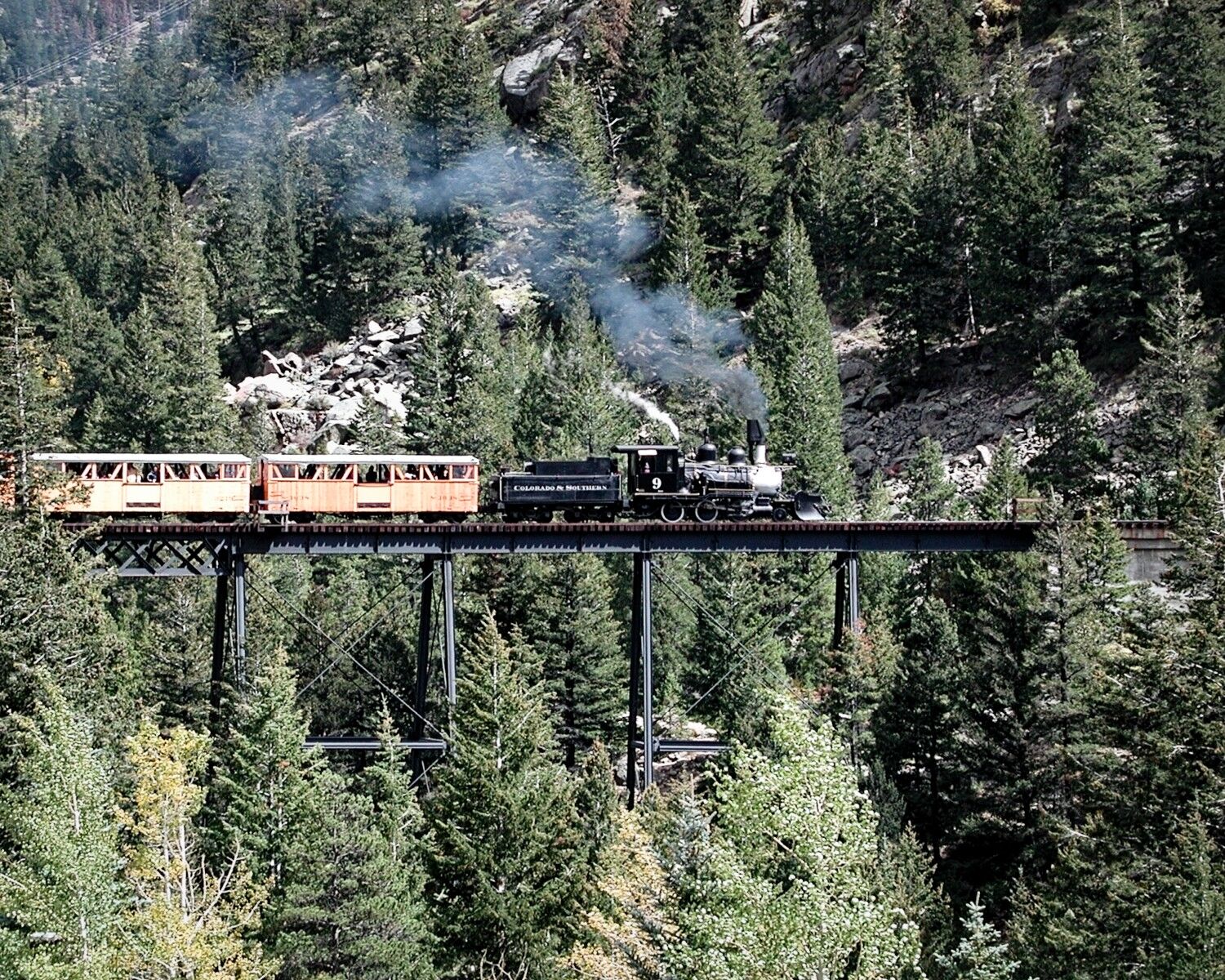 C&S 9 At Home At Devils Gate On home rails again crossing Devils Gate Bridge at the Georgetown Loop railroad. Just like old times.