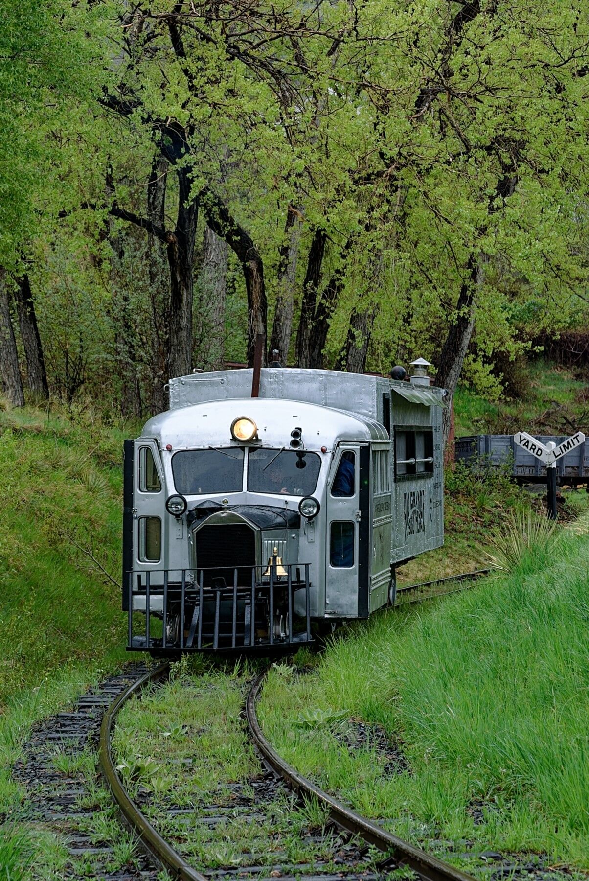 Rio Grande Southern Goose number 5 doing its gallop at the Colorado Railroad Museum in Golden Colorado.
