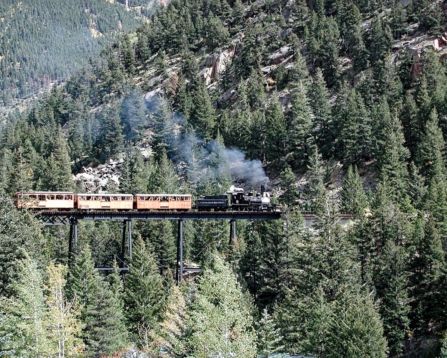 On Home rails At home again crossing Devils Gate High Bridge at the Georgetown Loop Railroad