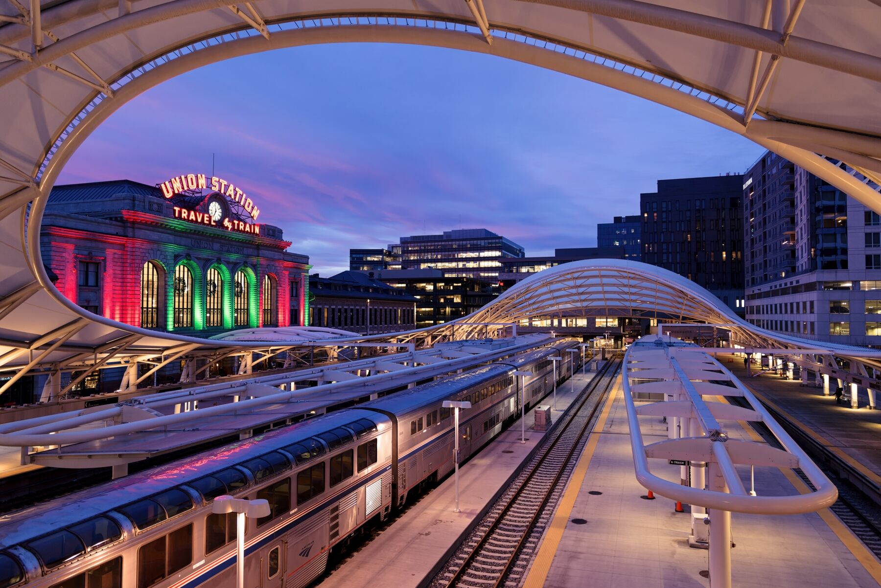 Amtrak is on time this morning arriving at Denver Union Station in Denver co.