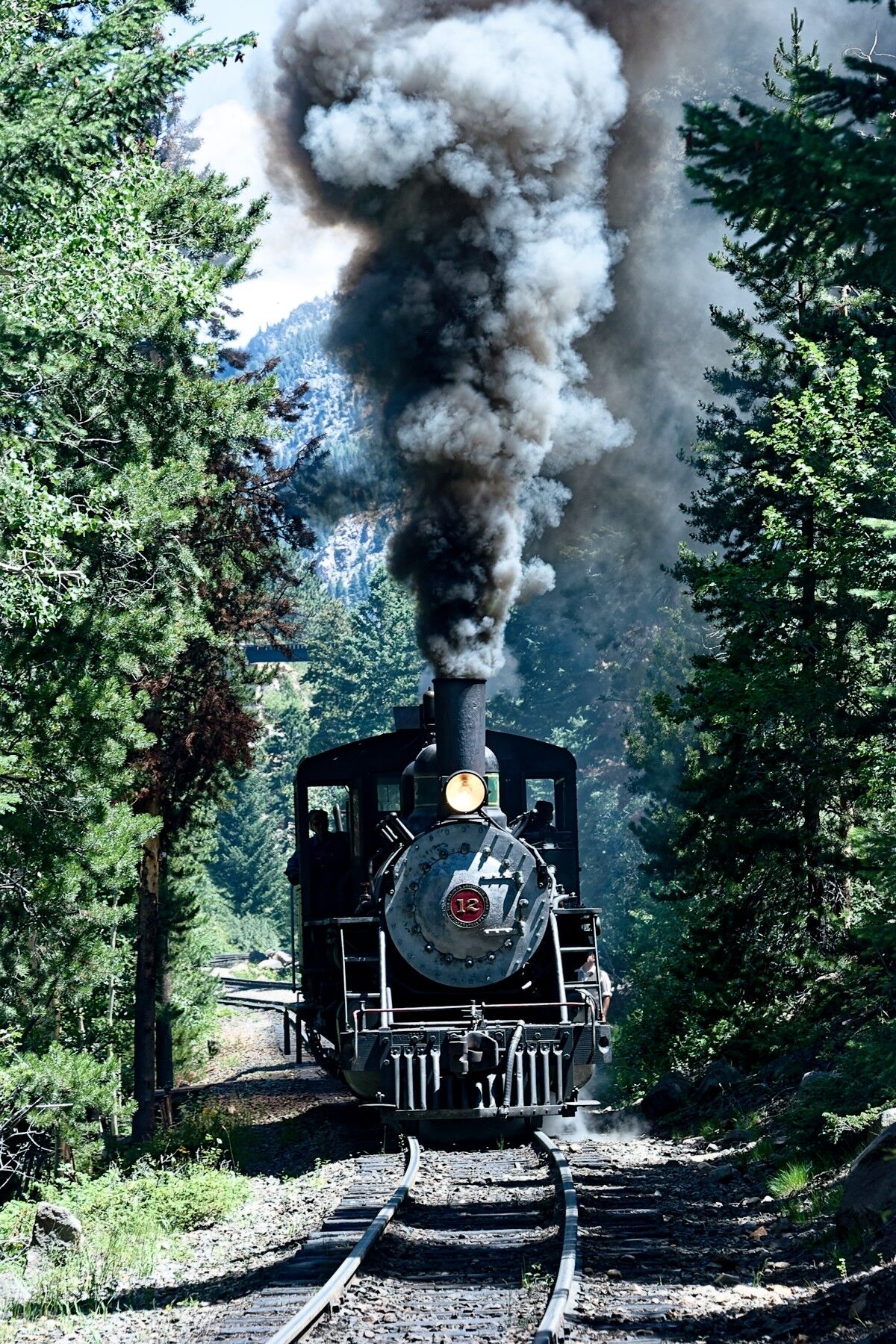 Pride Of The Georgetown Loop Engine number 12departs at Devils Gate Station for Silver Plume Colorado at the Georgetown Loop RR.