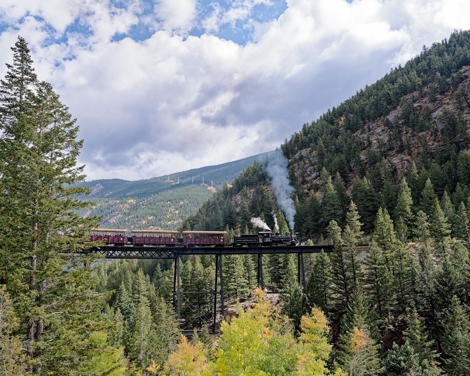 Silver Plume Express Crossing Devils Gate and heading to Silver Plume Colorado.