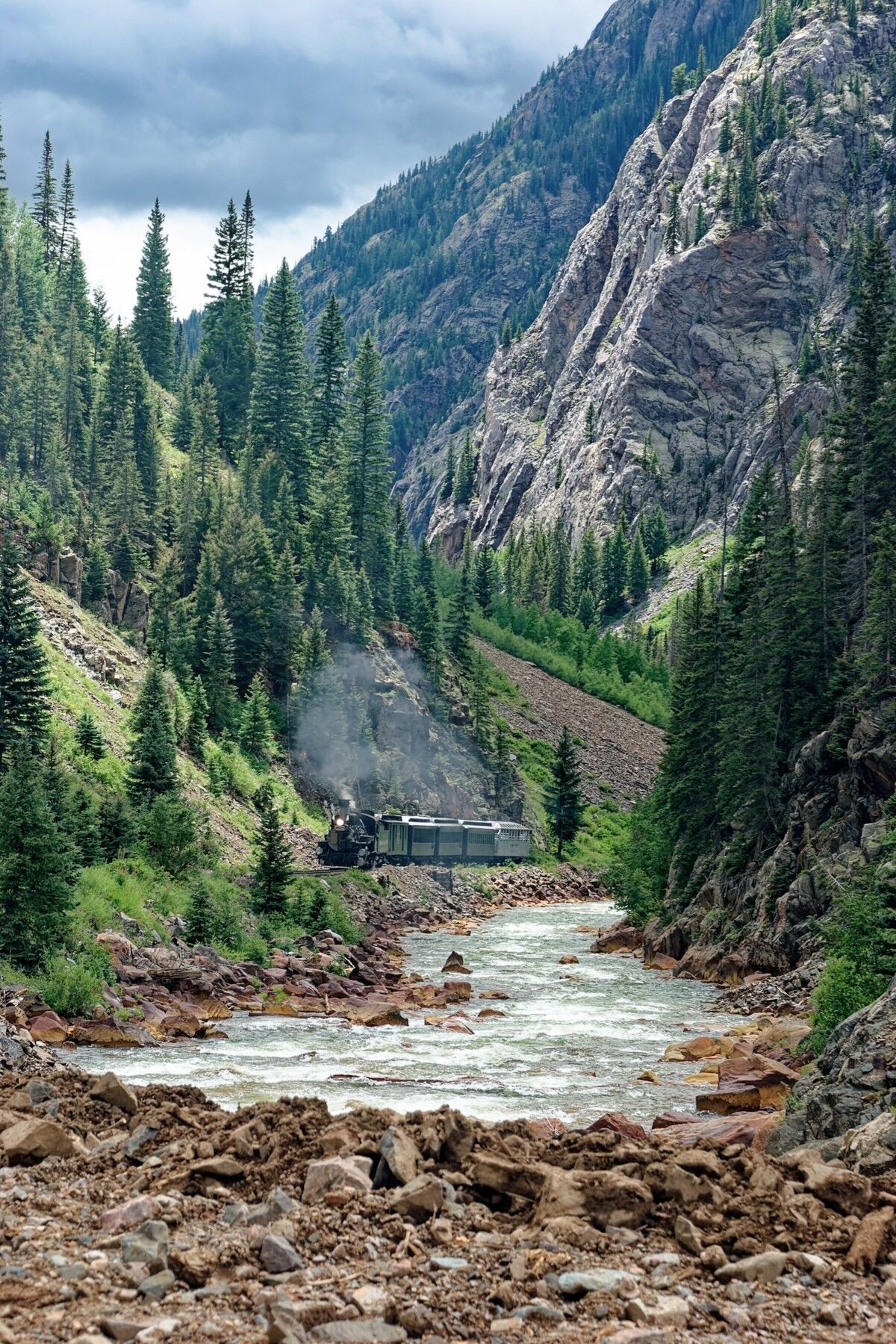 Silverton Express The Silverton Express is making time through the Animas Canyon on the way to Silverton Co.