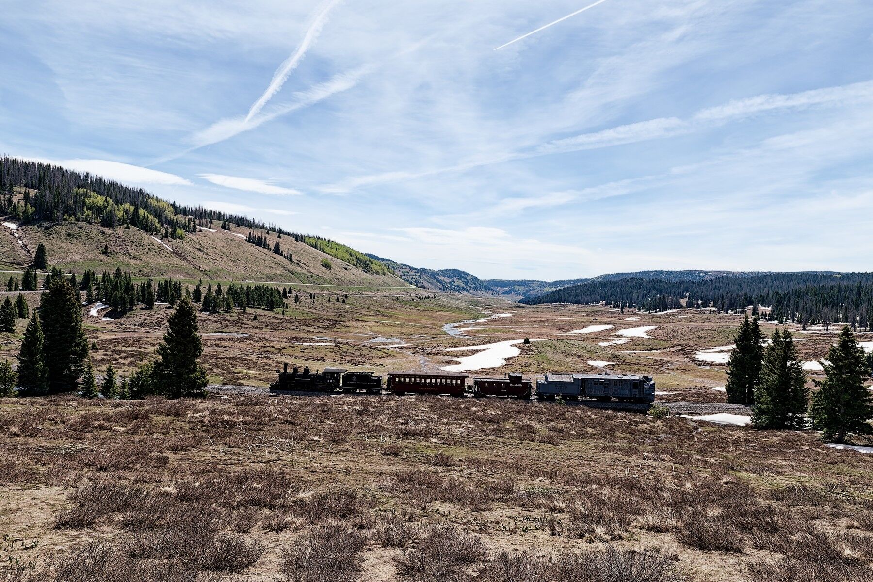 Rotary Special has just went around Tenderfoot curve and now the wide open space of Los Pinos Valley for Oiser on the way to...