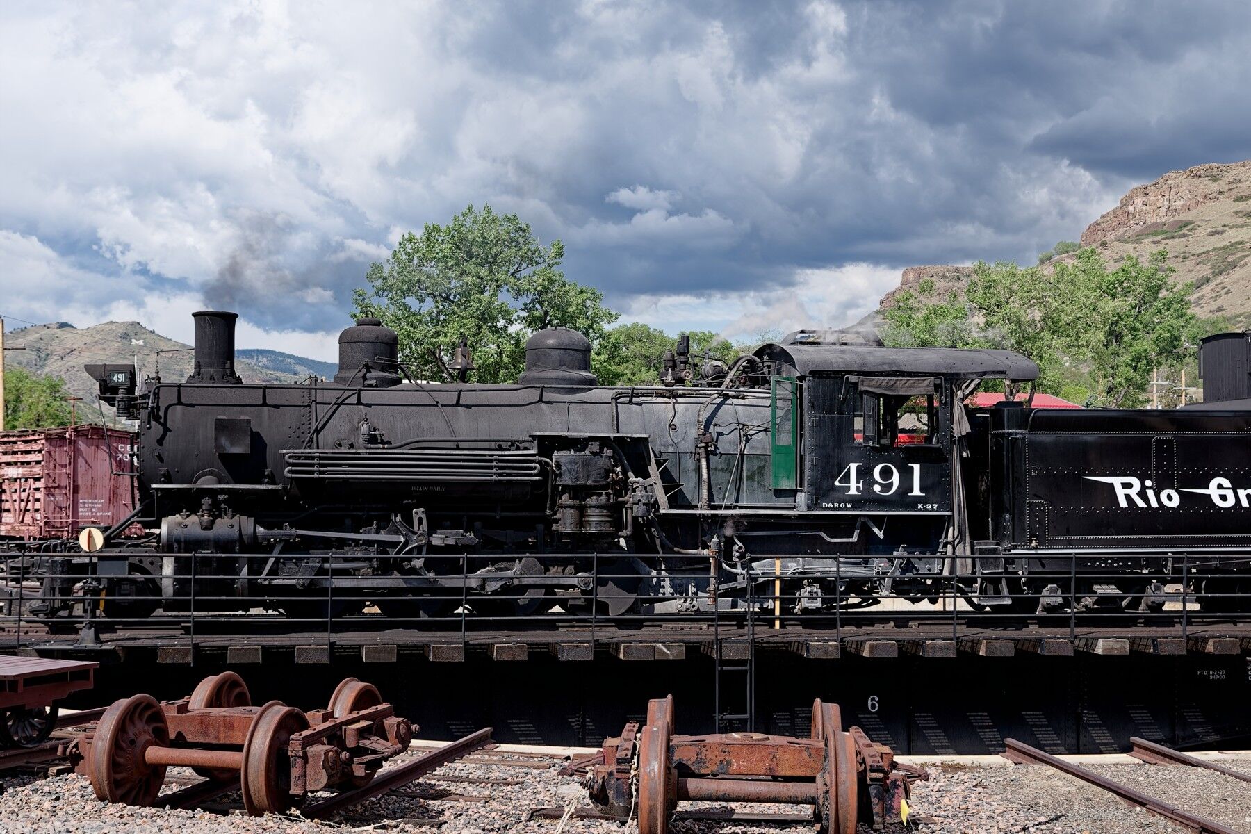 Waiting For A Turn 491 sits on the turntable waiting for a turn to another track at the roundhouse at the CRRM.