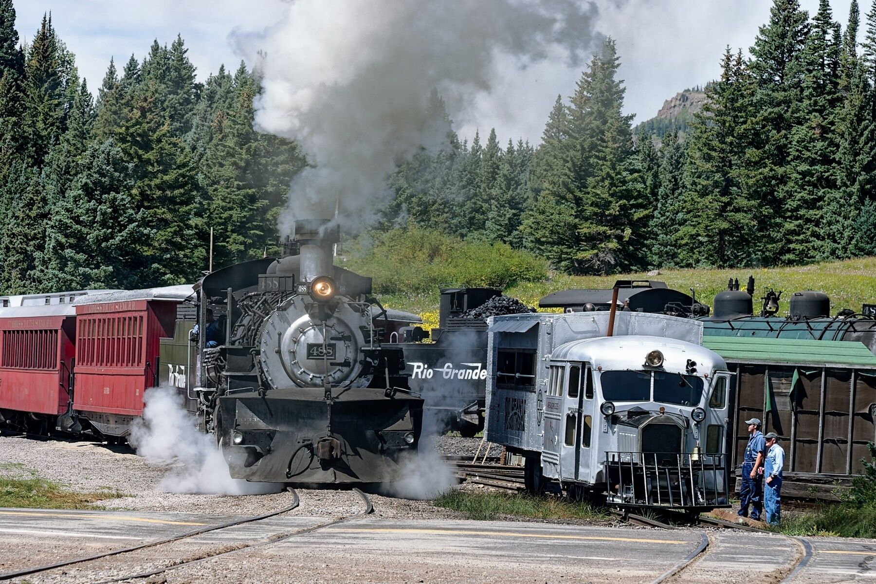 Watching The Engine Go By watching the engine go by, watching the engine, cumbres pass, rgs goose 5, rio grande southern railroad, galloping goose
